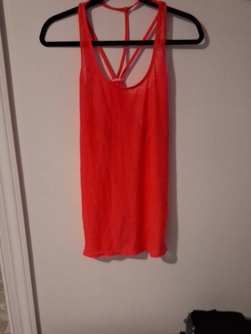 Women's Neon Orange Strappy Back Tank Top